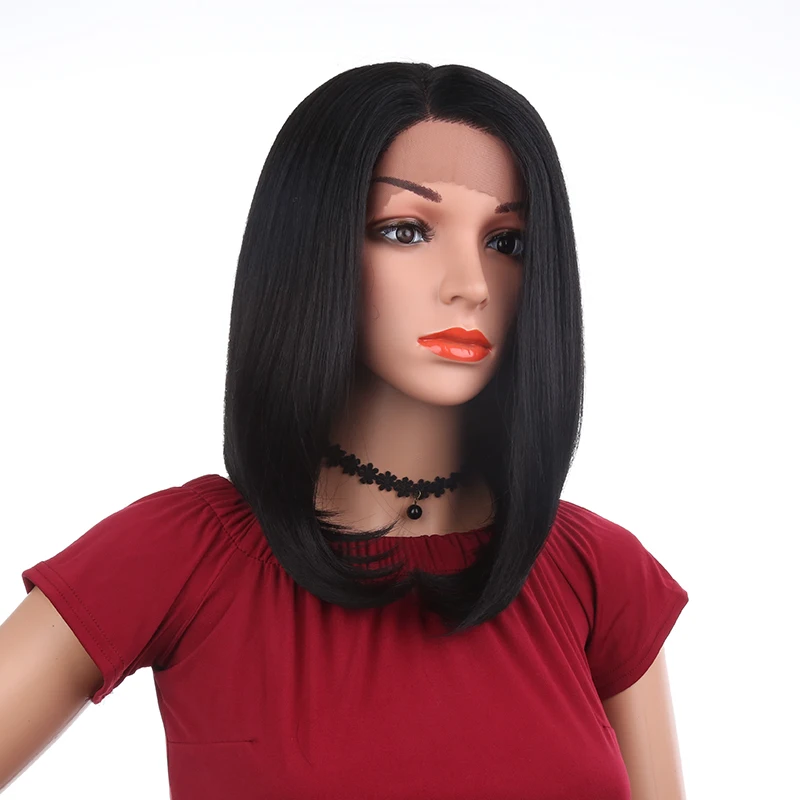 Dark Brown Root Hot Wholesale Bobo Lace Front Wig Short Synthetic Hair