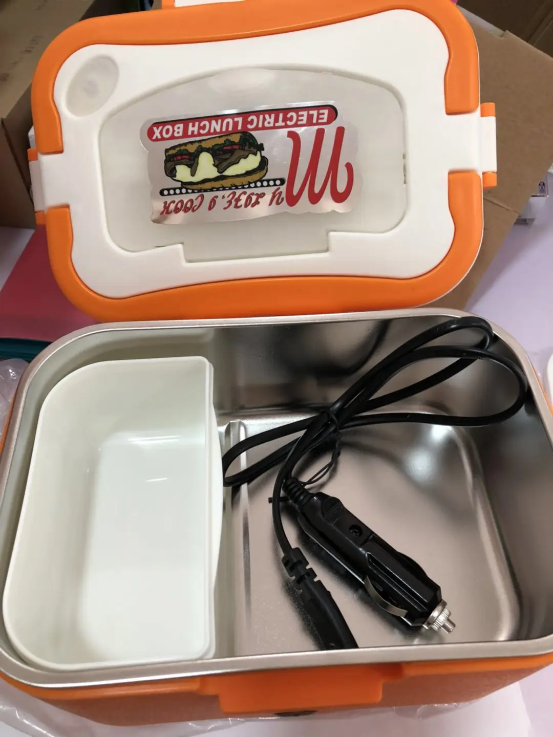 Amazon Hot Baby Lunch Box Car Plug Lunch Box Electric Lunch Box Solar