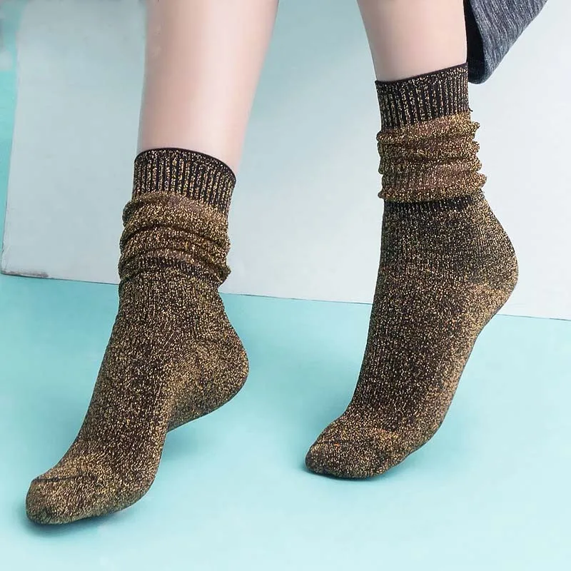 Best Quality Casual Solid Color Lurex Yarn Socks For Women Buy Lurex Yarn Socks,Casual Solid