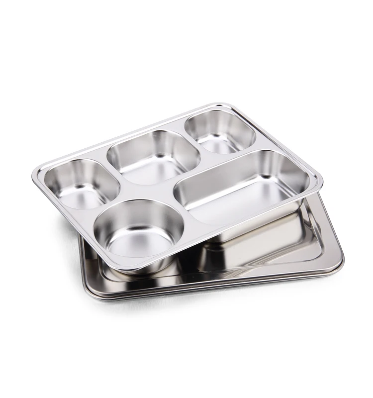 5 Compartment Rectangular Stainless Steel Fast Food Tray - Buy ...