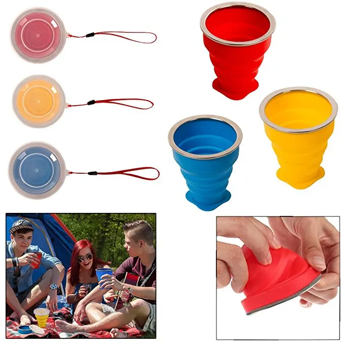 Portable Mutifunction Collapsible Silicone Travel Cups Collapsible Silicone Rubber Drinking Cup