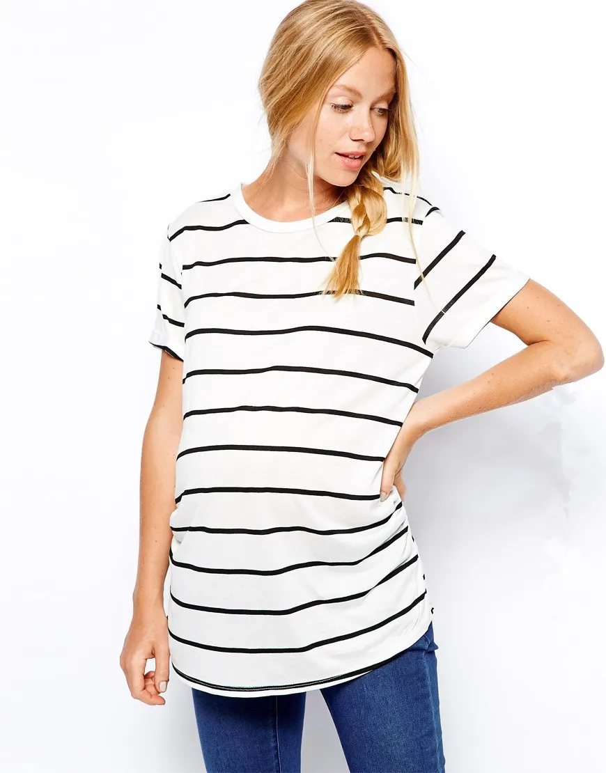 Western Maternity Wear In Black And White Stripe Shirt - Buy Western ...