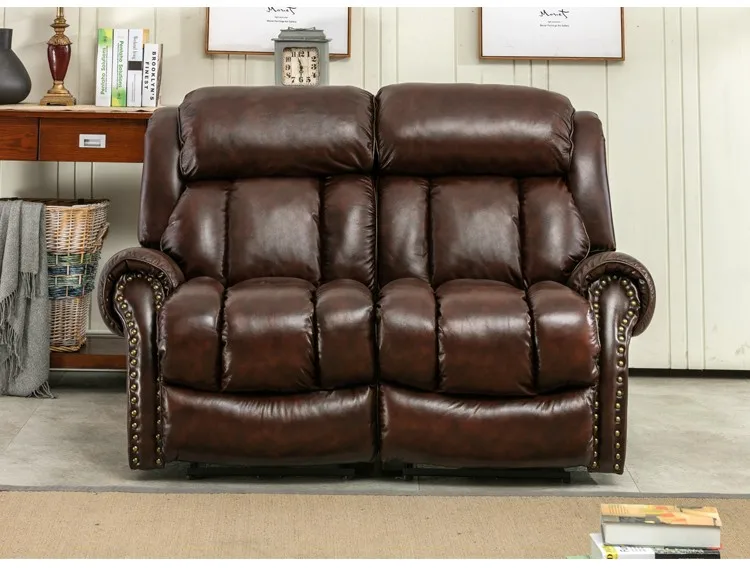 Juego De Sofás Reclinables Manuales De Cuero Pu,Estilo Americano,Para