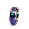 Rainbow Colors Abalone Shell inlay LGBT Pride Tungsten Cardie Ring for Men & Women