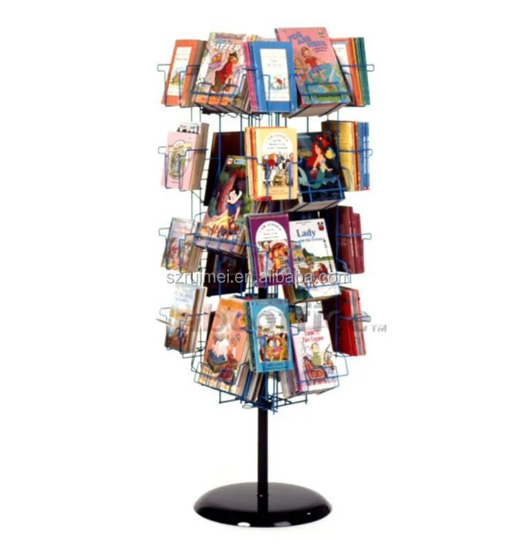 4tier Upright Floor Standing Rotating Book Rack Metal Book Shelf Buy