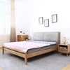 Nordic design Wood Double bed with soft bedside bed