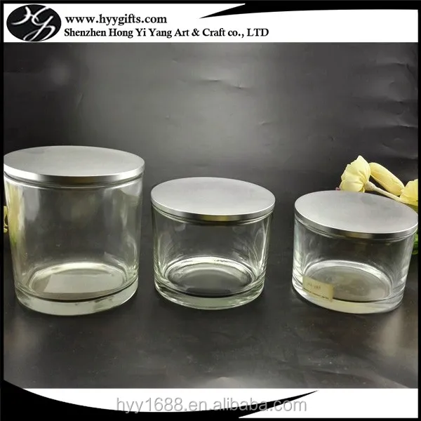 Big Clear 16 Oz Glass Candle Jars With Aluminum Lids Buy Clear Candle