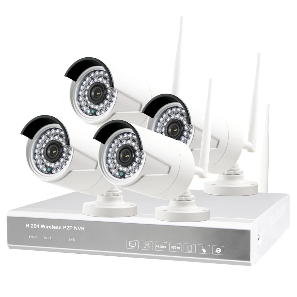 H.264 Wireless Ip Network Video Recorders Security System 4ch Wifi Nvr Kit Camera De