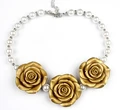 Girls Joker DIY Apparel Accessories 7 Colors Gold Rose Flower Charm Simulated Pearl Kids Necklace Yiwu
