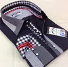 2019 Italian fashion POPLIN check contrast collar and cuff long sleeve shirt double collar