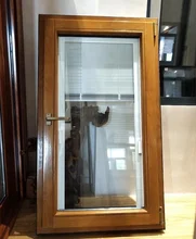 Новейший дизайн дешевая цена с двойным остеклением алюминиевое одетое деревянное окно с жалюзи цена