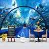 Underwater World 3D Shark Aquarium PVC Ceiling Wallpaper For Walls Price