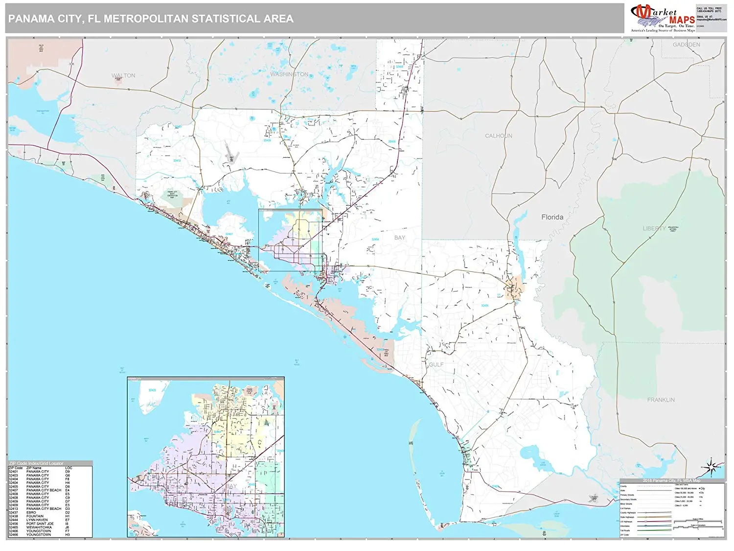 panama city beach zip code map Buy Zip Code Wall Map Of Panama City Beach Fl Zip Code Map Not panama city beach zip code map