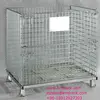 Foldable Galvanized Collapsible Wire Mesh Container/ Rolling Metal Storage Cage