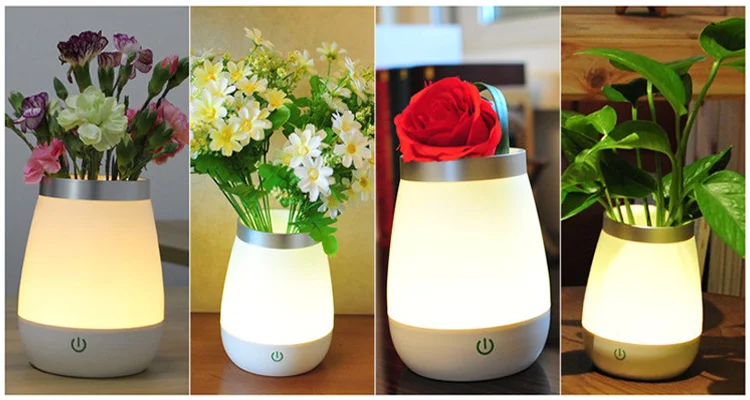 Decorative Bedroom Glowing Led Flower Vase Table Lamp ...