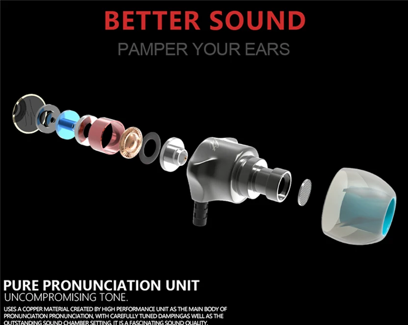 Noise Isolating Heavy Bass Wired Earphone fone de ouvido