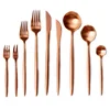 Gorgeous 72pcs Stainless Steel Durable Matte Rose Gold Flatware Sets 72 pcs Black Cutlery Set for Wedding Table Decorations