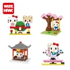 Hot selling plastic educational mini Hello Kitty toy kids building blocks