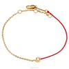 New Designer Simple AAA CZ Stone Thin Red Thread String Rope Charm Gold Chain Women Bracelet