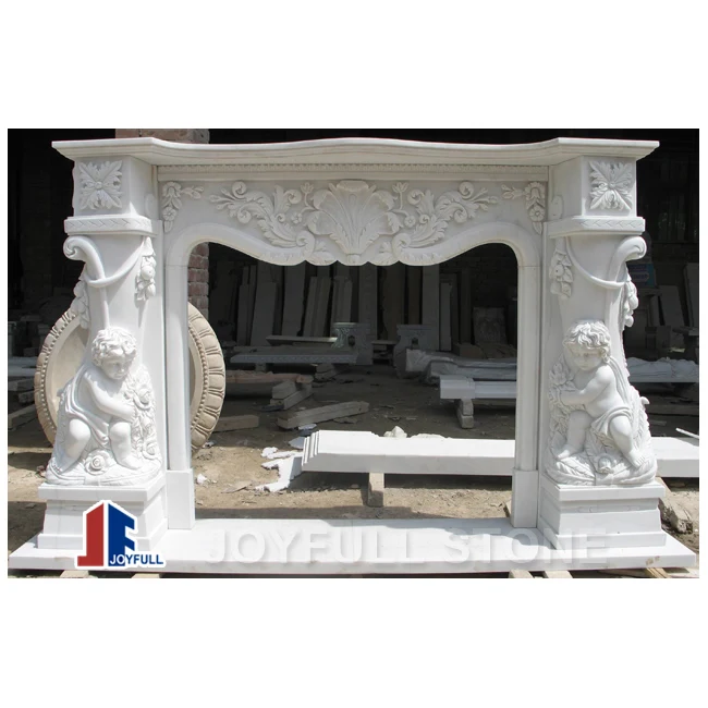 Carved White Marble Fireplaces Mantels Surrounds Cherubs Mantel