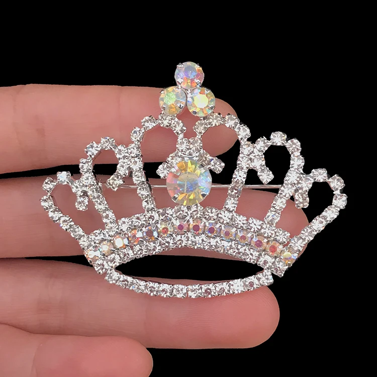 Pageant Custom Crown Pin Rhinestone Crystal Crown Brooch Sash Pins