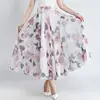T-SK517 Elastic Waistband Women Flowing Maxi Long Skirts