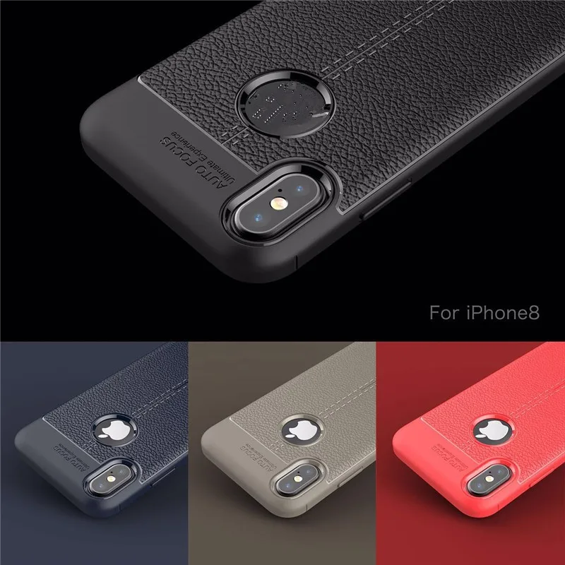 2017 New Design Carbon Fiber Lichee Pattern for iphone X Soft TPU Case for iphone 8