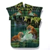 Amazing Tigers Playing in River digital print 3d bed set