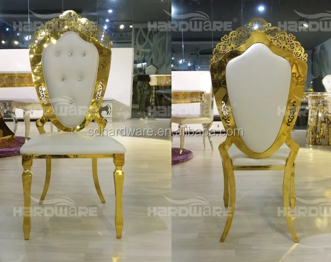 Titanium Gold Stainless Steel Crown Wedding Royal Chair For Hotel