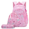 3 in 1 School Backpacks Set Girls Pink Butterfly Bookbags Backpack with Lunch Bag and Pencil Case Kids School Bag Set
