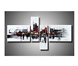 Ode-Rin Art Christmas Gift Hand Painted Oil Paintings War Last Night Memories 4-piece Wall Decoration -16x22Inchx2,8x24Inchx2