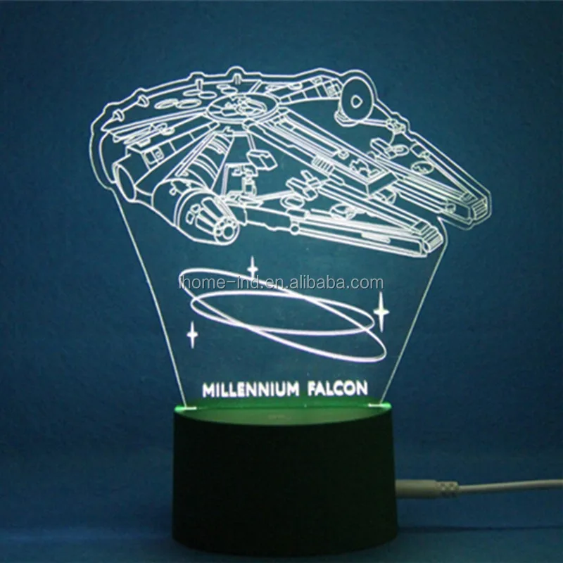Magic Illusion light 3d night vision Millennium Falcon 3d led lamp