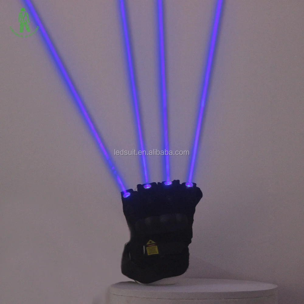 High Quality Multiline Led Light Gloves Blue With 4 Laser Heads Stage Led Gloves Laserman Party