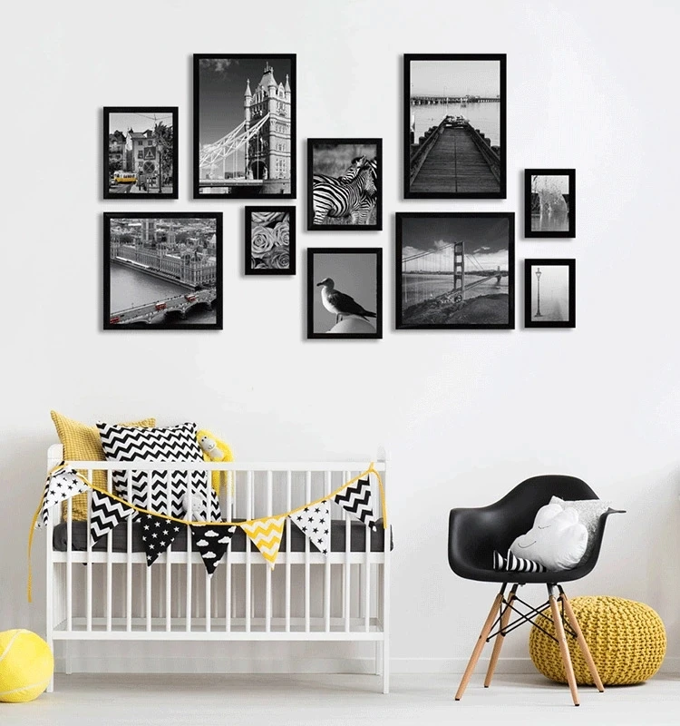 A4 Black Mdf Wood Wall Hanging Picture Frames,8x10 Simple Photo Frame