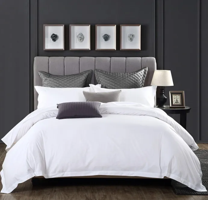 100 Cotton 60*80s 400tc Luxury Quality Sateen White Hilton Hotel