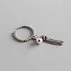 Women fashion Korean S925 sterling silver retro twist tassel hanging beads opening ring