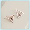 Stainless steel fashion wholesale ladies design steel gold triangle earrings