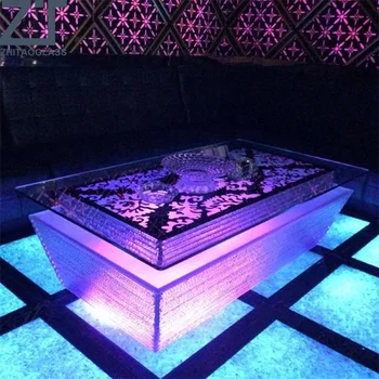 led glass table