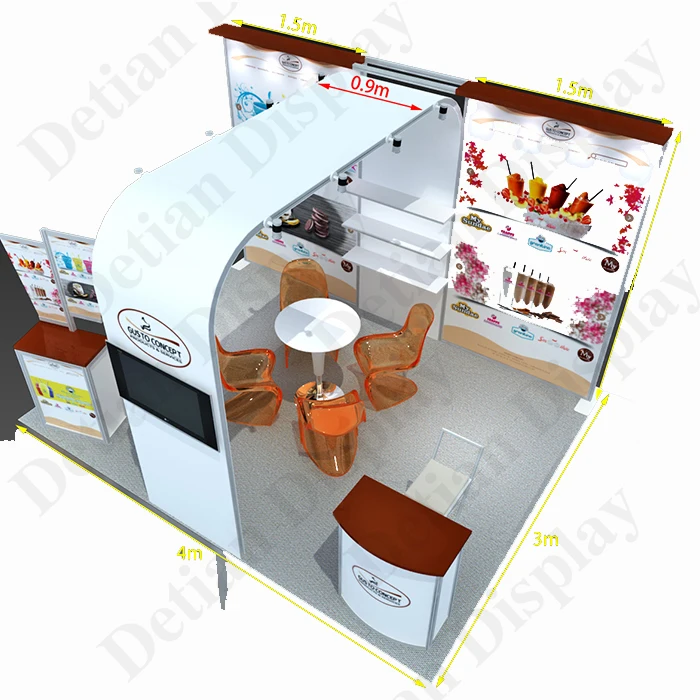Dexin oferta 10*20 mostrador de comércio estande de exposição projeto da cabine da exposição