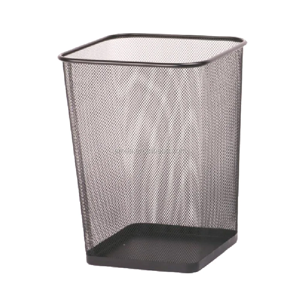 Metal Wire Mesh Oval Trash Bin Waste Paper Basket Trash Can For Office