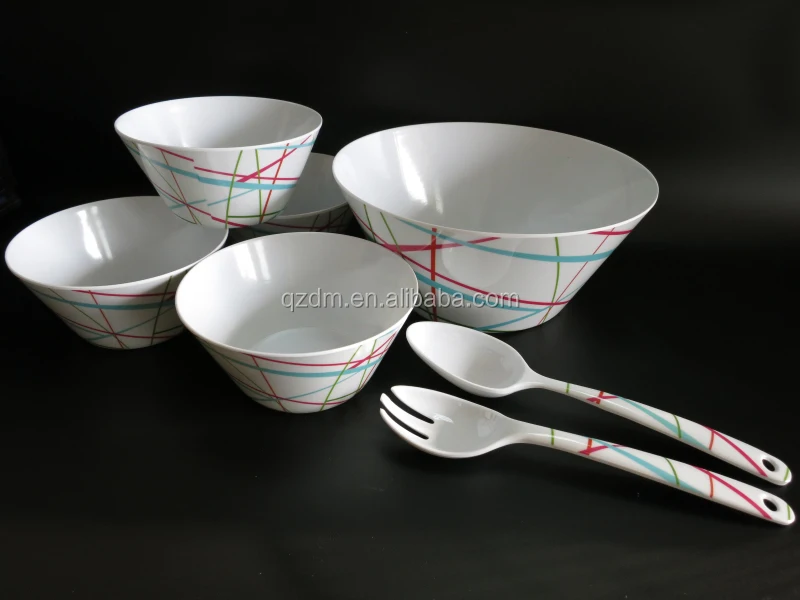 7 Pcs Melamine Salad Bowl Set With Salad Spoon And Fork 100% or 30%