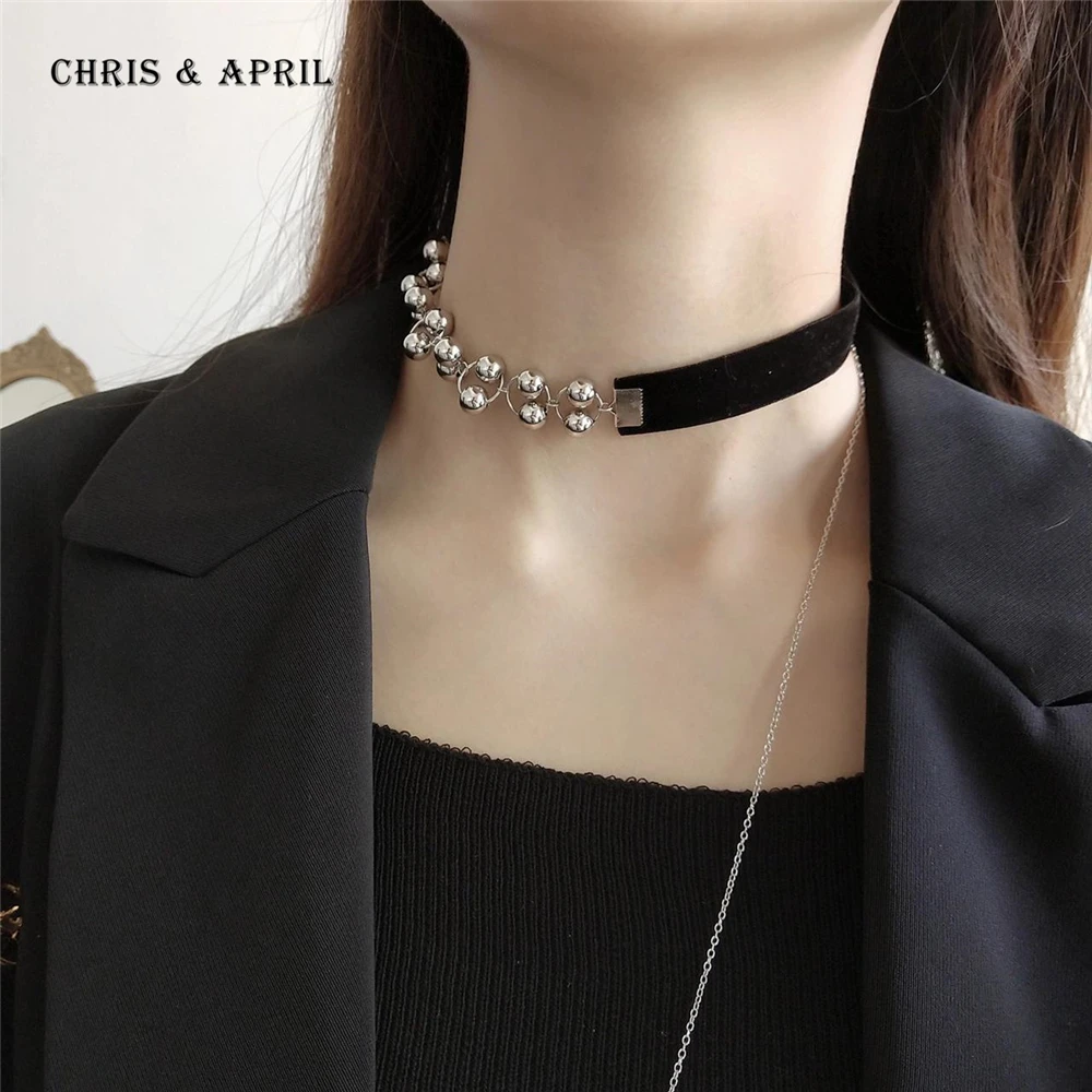 black and silver choker necklace