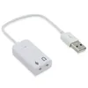 D Hot Sale White 2.0 Virtual 7.1 Channel External USB Audio Sound Card Adapter Sound Cards For Laptop PC Mac With Cable
