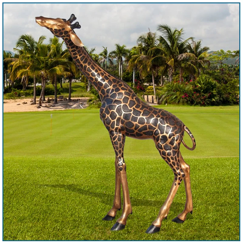 Statue D'animaux En Laiton,Grande Taille,Sculpture Extérieure,Décoration De Jardin,Girafe En