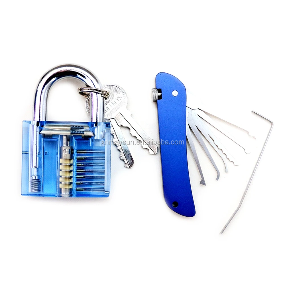 Transparent Visible Pick Practice Padlock Lock With Key Removing Hook _sh JQ 