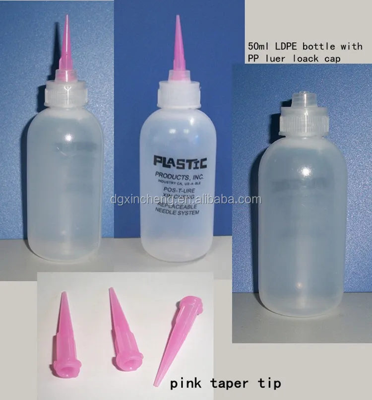 50ml Ldpe Bottle With Luer Lock Cap And Taper Tip Industrial Packing