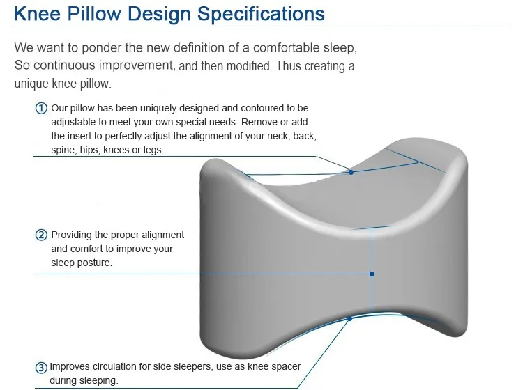 Pillow Wedge Back Hot Sale Side Sleepers Memory Foam Foot Leg Rest Relax Pillow Knee Support Pillow With Strap Removable Cover