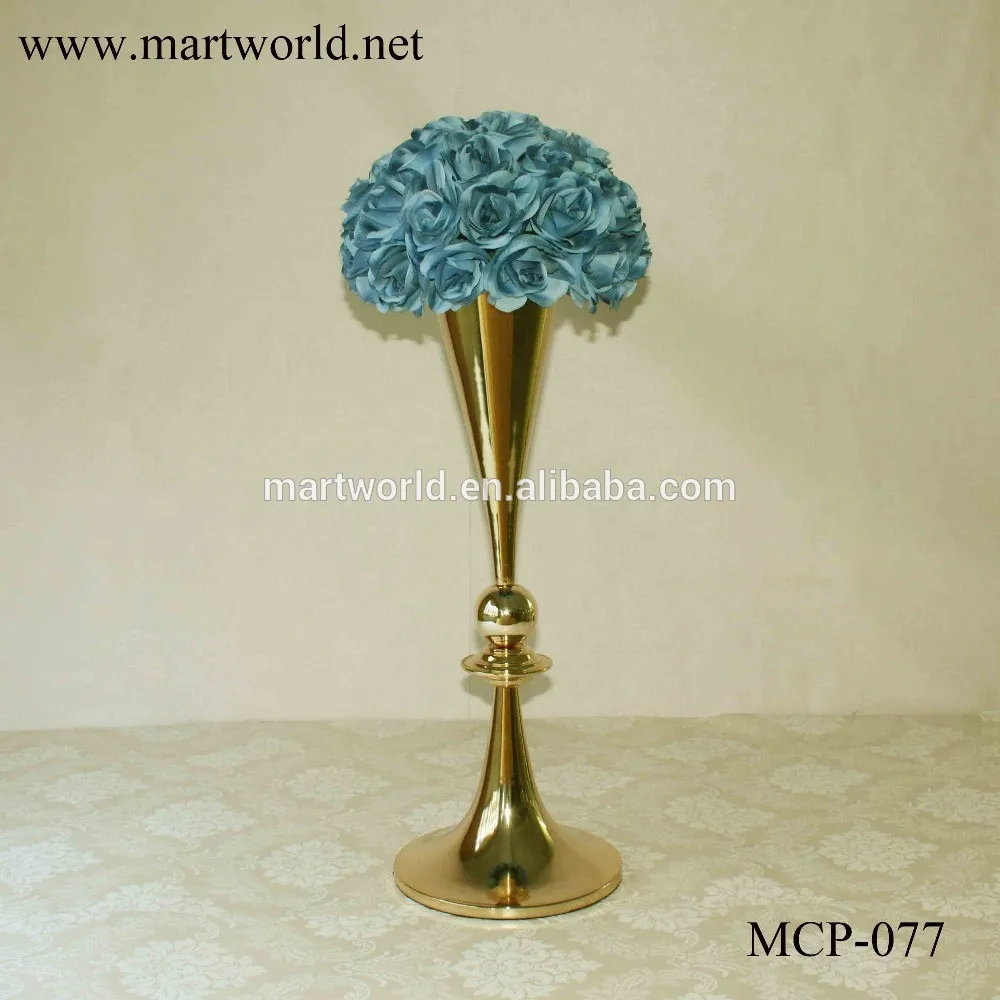 Champagne Gold Vase With Wedding Pillars Centerpiece For Wedding Flower