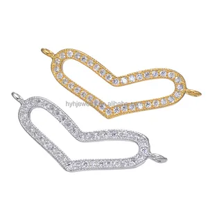 HYH micro pave zircon heart jewelry making supplies women accessories connectors for bracelets