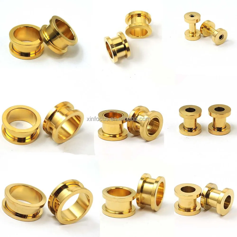 Gold COLOR Stainless Screw-on Flesh Tunnels Ear Plug Rings.jpg